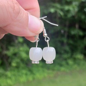 Sterling silver White Jade Crystal earrings